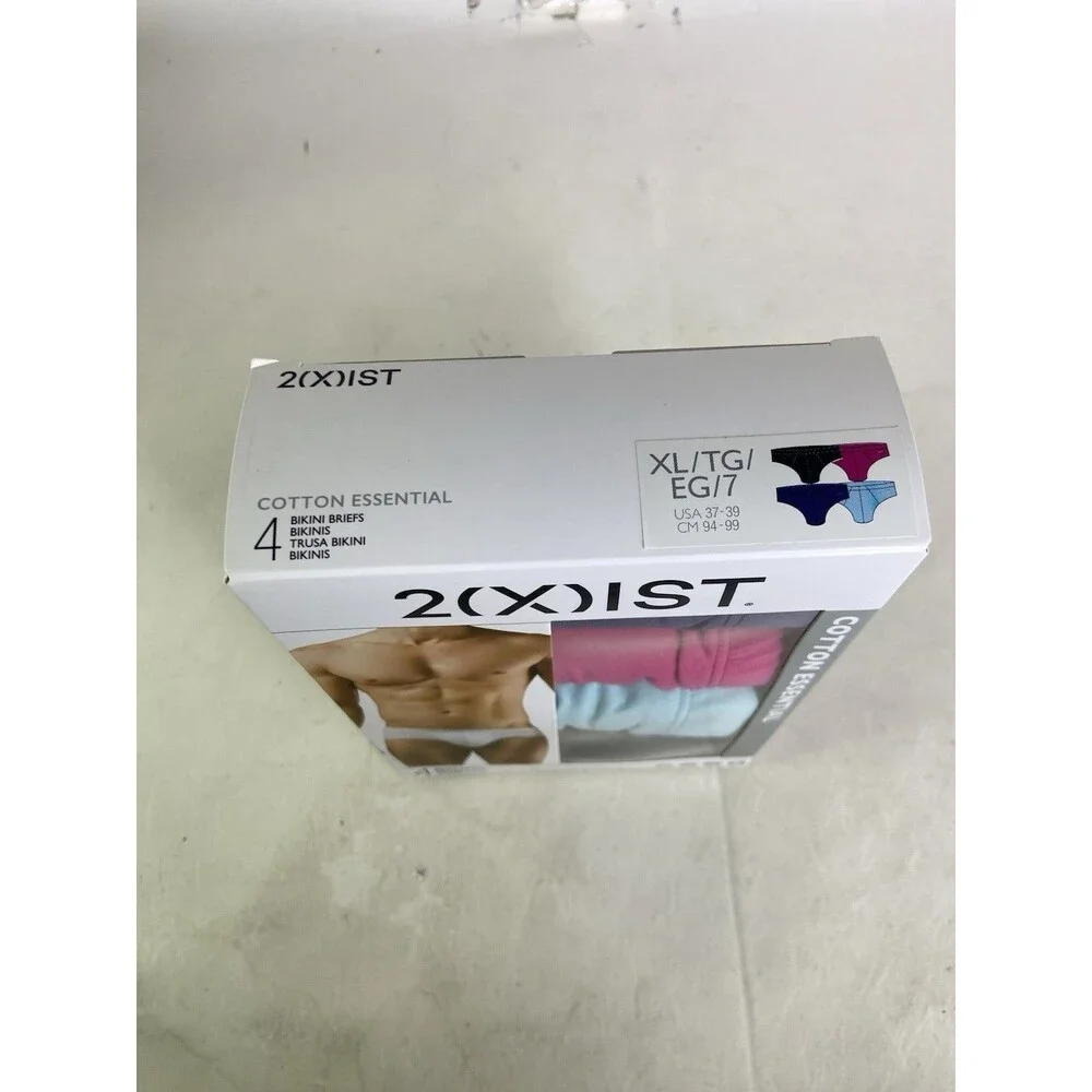 2xist Essential Cotton 4 Pack Bikini Briefs Underwear Multicolor Mens Size XL